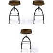 Pemberly Row Adjustable Bar Stool in Natural and Black - Set of 3