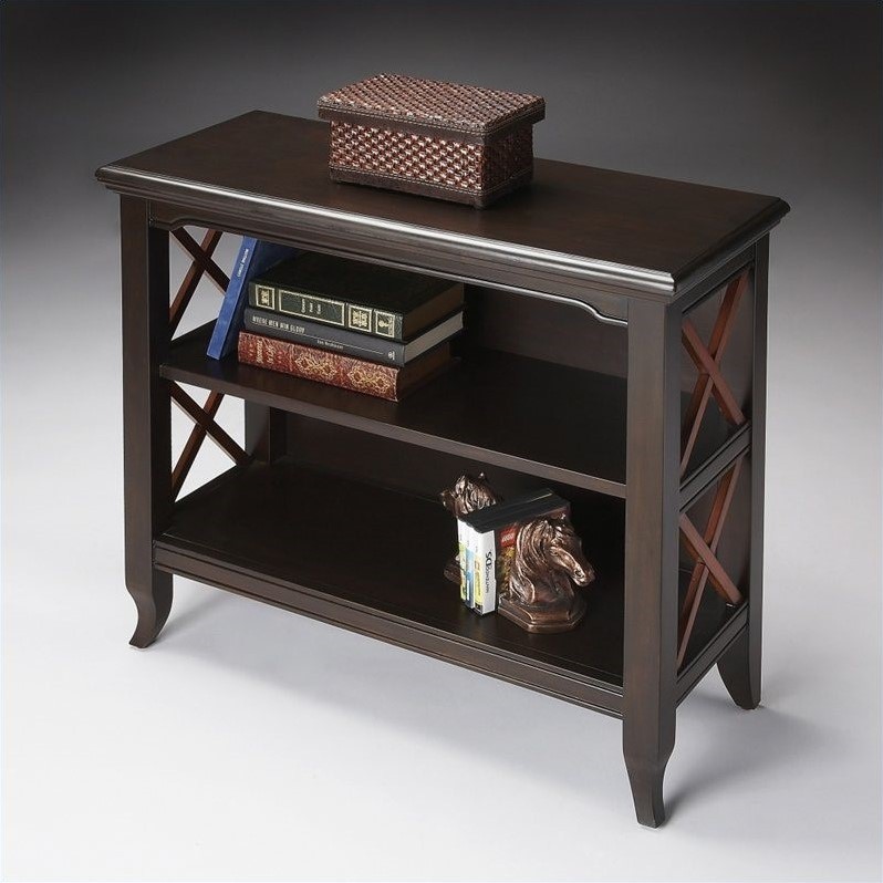 Pemberly Row 2 Shelf Low Bookcase in Transitional Cherry