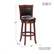 Pemberly Row Faux Leather Bar Stool Set with Wood Base in Dark Cherry - Set of 3