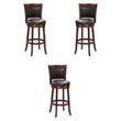 Pemberly Row Faux Leather Bar Stool Set with Wood Base in Dark Cherry - Set of 3