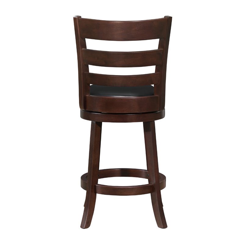 Pemberly Row Ladderback Faux Leather Counter Stool in Dark Cherry - Set of 3