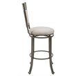 Pemberly Row Upholstered Bar Stool Set with Metal Base in Pewter - Set of 3