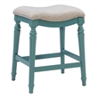 Pemberly Row Saddle Polyester Upholstery Wood Counter Stool in Blue - Set of 3
