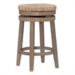Pemberly Row Solid Wood Swivel Rush Counter Stool in Natural Brown - Set of 3
