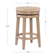 Pemberly Row Solid Wood Swivel Rush Counter Stool in Natural Brown - Set of 3