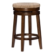 Pemberly Row Solid Wood Swivel Rush Counter Stool in Walnut Brown - Set of 3