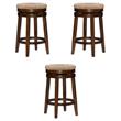 Pemberly Row Solid Wood Swivel Rush Counter Stool in Walnut Brown - Set of 3