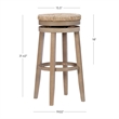Pemberly Row Solid Wood Swivel Rush Bar Stool in Natural Brown - Set of 3