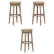 Pemberly Row Solid Wood Swivel Rush Bar Stool in Natural Brown - Set of 3