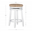 Pemberly Row Swivel Rush Wood Counter Stool in White - Set of 3
