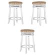 Pemberly Row Swivel Rush Wood Counter Stool in White - Set of 3