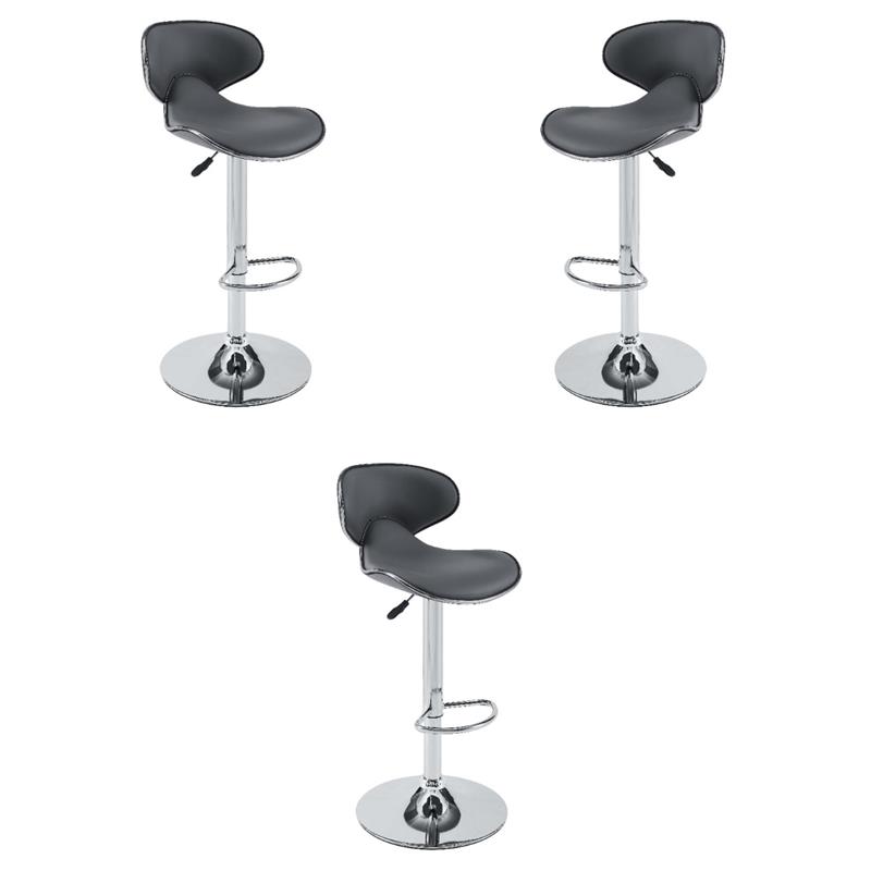 Pemberly Row Rounded Back Adjustable Metal Base BarStool in Gray - Set of 3