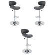 Pemberly Row Rounded Back Adjustable Metal Base BarStool in Gray - Set of 3