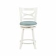 Pemberly Row Swivel Wood Counter Stool Set with PU Seat in Cream - Set of 3