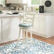 Pemberly Row Swivel Wood Counter Stool Set with PU Seat in Cream - Set of 3