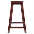 Pemberly Row Solid Wood Saddle Seat Counter Stool in Antique Walnut - Set of 3