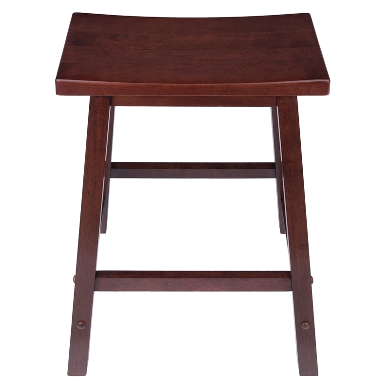 Pemberly Row Solid Wood Saddle Seat Counter Stool in Antique Walnut - Set of 3