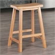 Pemberly Row Solid Wood Saddle Seat Counter Stool in Beech - Set of 3