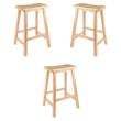 Pemberly Row Solid Wood Saddle Seat Counter Stool in Beech - Set of 3