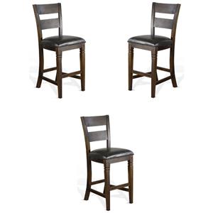 Pemberly Row 30&quot Mahogany Wood Ladderback Barstool in Tobacco Leaf - Set of 3