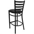 Pemberly Row Ladder Back Metal Bar Stool in Black Finish - Set of 3