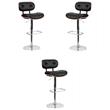 Pemberly Row Adjustable Bentwood Bar Stool in Black and Walnut - Set of 3