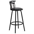 Pemberly Row Metal Crown Back Swivel Stool in Black - Set of 3