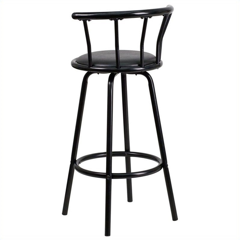 Pemberly Row Metal Crown Back Swivel Stool in Black - Set of 3