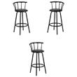 Pemberly Row Metal Crown Back Swivel Stool in Black - Set of 3