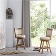 Pemberly Row 24'' Driftwood Wire Brush Bar Stool in Ivory - Set of 3