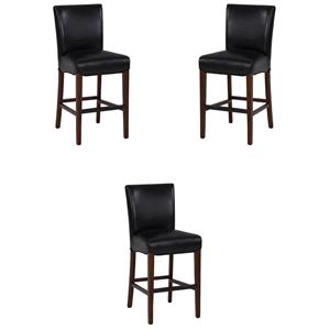 Pemberly Row 26&quot Bonded Leather Counter Stool in Black - Set of 3