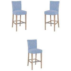 Pemberly Row 29.5&quot Bar Stool in Blue Stripes & Natural - Set of 3