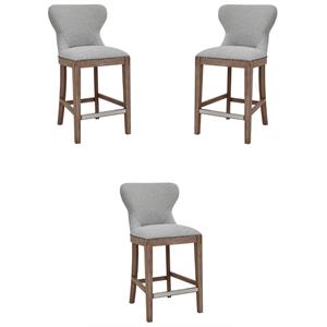 Pemberly Row 26&quot Fabric Counter Stool in Cardiff Gray - Set of 3