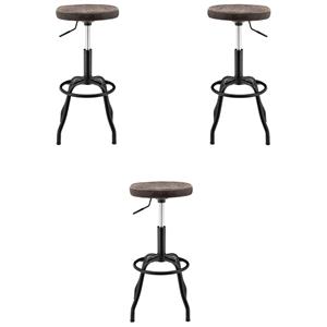 Pemberly Row 29&quot Metal Backless Bar Stool in Coffee Brown - Set of 3