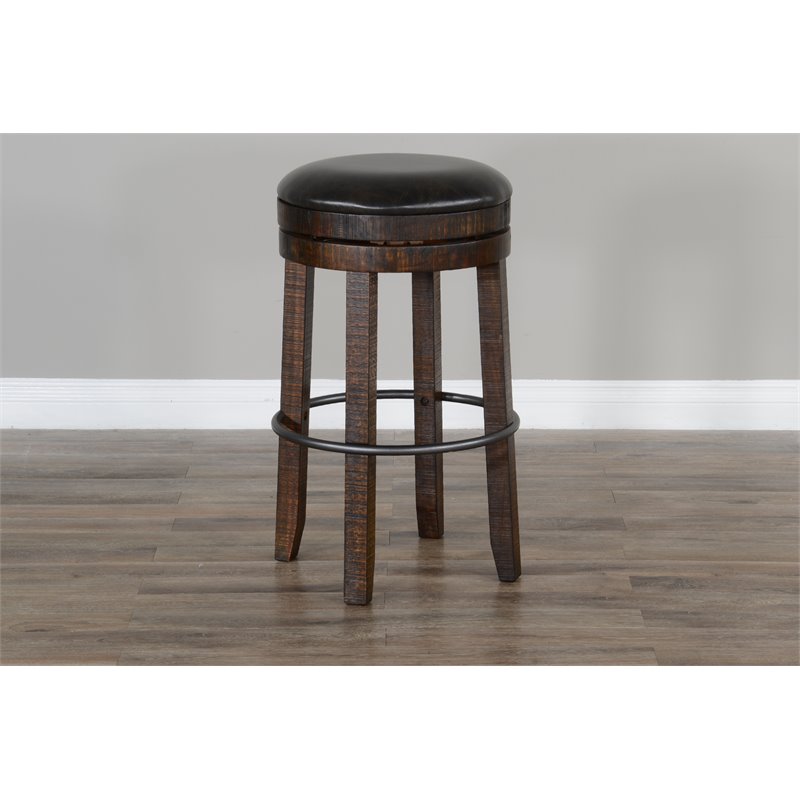 Pemberly Row 3-Piece Set with Gorgeous Bar Unit and 2 Backless Swivel BarStools