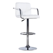Pemberly Row Quilted Back Metal Swivel Bar Stool in Chrome and White - Set of 3