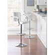 Pemberly Row Quilted Back Metal Swivel Bar Stool in Chrome and White - Set of 3