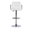 Pemberly Row Quilted Back Metal Swivel Bar Stool in Chrome and White - Set of 3