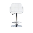 Pemberly Row Quilted Back Metal Swivel Bar Stool in Chrome and White - Set of 3