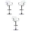 Pemberly Row Quilted Back Metal Swivel Bar Stool in Chrome and White - Set of 3