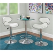 Pemberly Row Metal and Faux Leather Adjustable Barstool in White - Set of 3