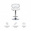 Pemberly Row Metal and Faux Leather Adjustable Barstool in White - Set of 3