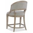 Pemberly Row Fabric Barrel Back Counter Stool in Soft Gray - Set of 3