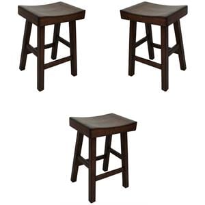 Pemberly Row 25&quot Wood Counter Stool in Espresso Finish - Set of 3