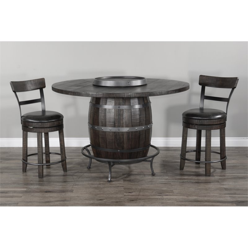 Pemberly Row 6-Piece Set with Pub Table and 5 Swivel Barstools in Tobacco Leaf