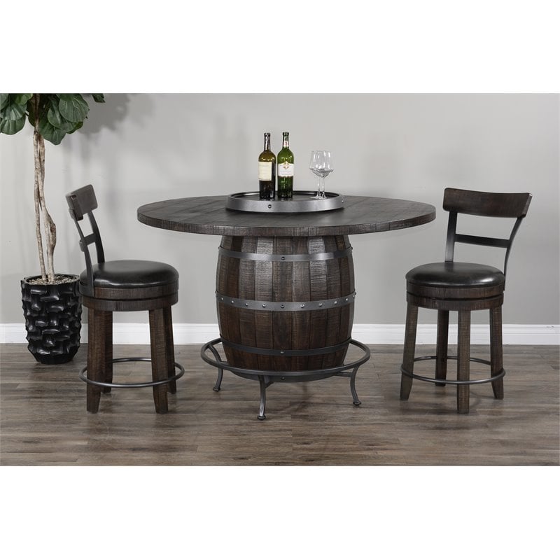 Pemberly Row 6-Piece Set with Pub Table and 5 Swivel Barstools in Tobacco Leaf