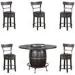 Pemberly Row 6-Piece Set with Pub Table and 5 Swivel Barstools in Tobacco Leaf