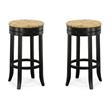 Pemberly Row Swivel Rush Seat Bar Stool in Antique Black - Set of 2