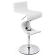 Pemberly Row Faux Leather Height Adjustable Bar Stool in White - Set of 2