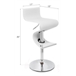 Pemberly Row Faux Leather Height Adjustable Bar Stool in White - Set of 2